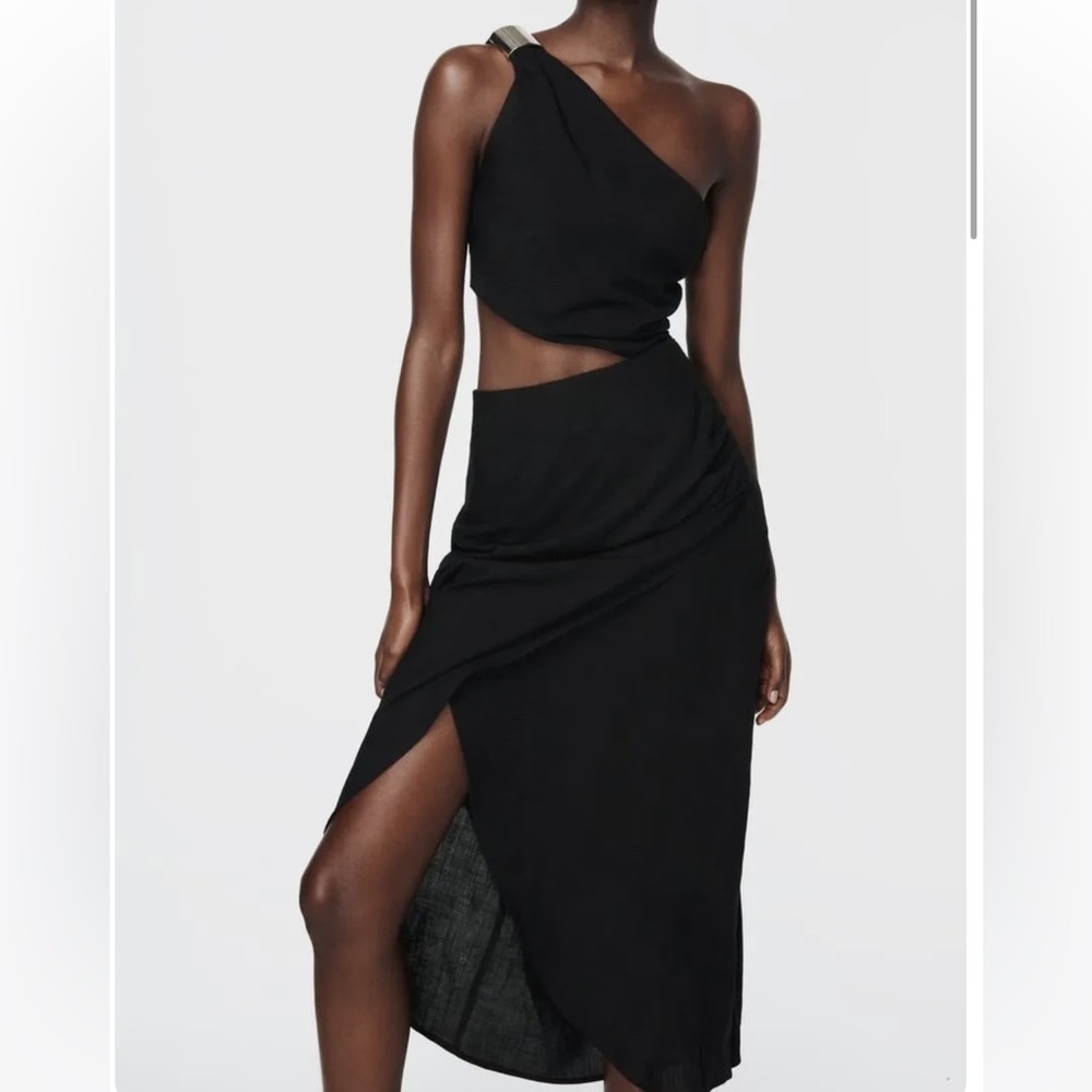 Zara midi dress 3897/160 ASYMMETRIC MIDI DRESS WITH GOLDEN APPLIQUÉ